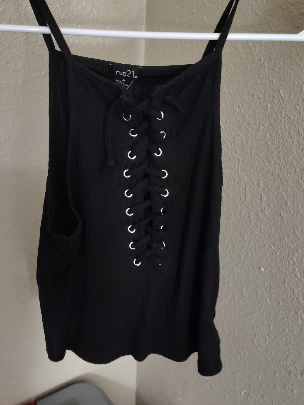 Rue21 Black Lace-Up Spaghetti Strap Tank